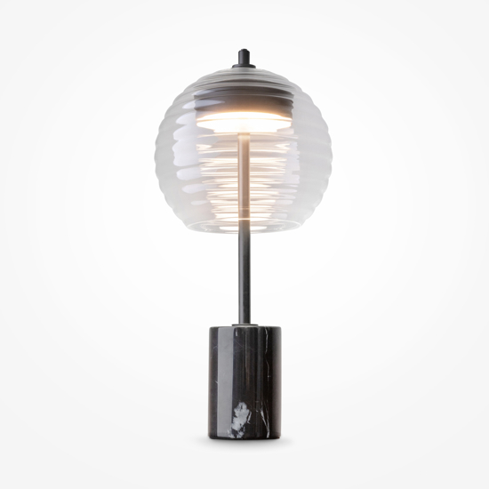 Maytoni mystic lampada da tavolo moderna nera paralume sferico