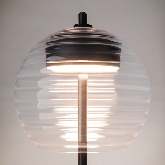 Maytoni mystic lampada da tavolo moderna nera paralume sferico