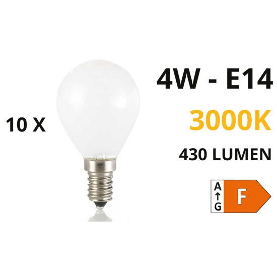Confezione n10 lampadine e14 led 4w 3000k 430lm sfera bianca ideal lux