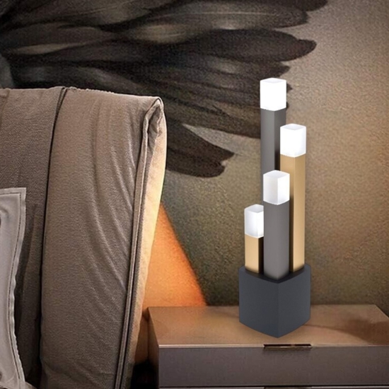 Lampada da tavolo nero marrone oro design moderna estanterios eglo