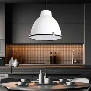Lampadario per cucina industriale metallo bianco cupola