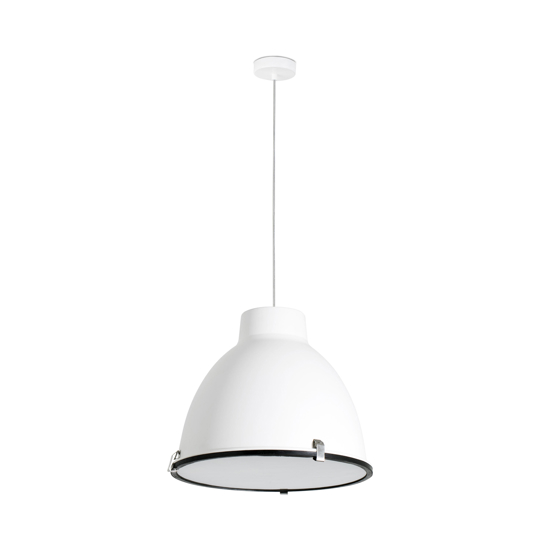 Lampadario per cucina industriale metallo bianco cupola