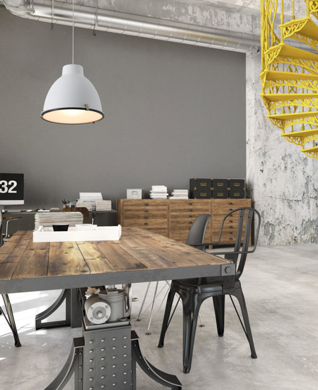 Lampadario per cucina industriale metallo bianco cupola