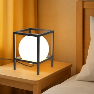 Abat-jour lampada da comodino moderna nera fp