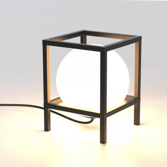 Abat-jour lampada da comodino moderna nera fp
