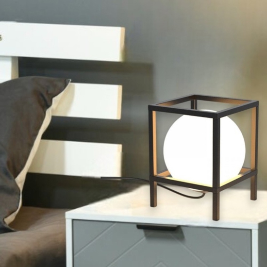 Abat-jour lampada da comodino moderna nera fp