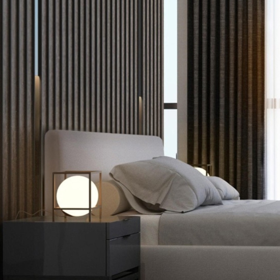 Abat-jour lampada da comodino moderna nera fp