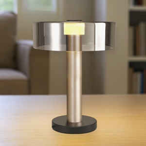 Lampada da tavolo design moderna oro sabbiato