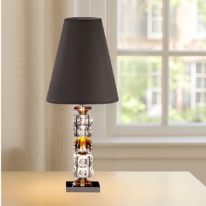 Lampada da tavolo in cristallo ambrato paralume nero