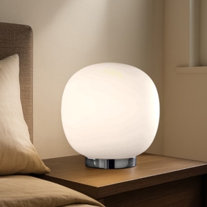 Lampada da comodino moderna per camera da letto  boccia vetro bianco