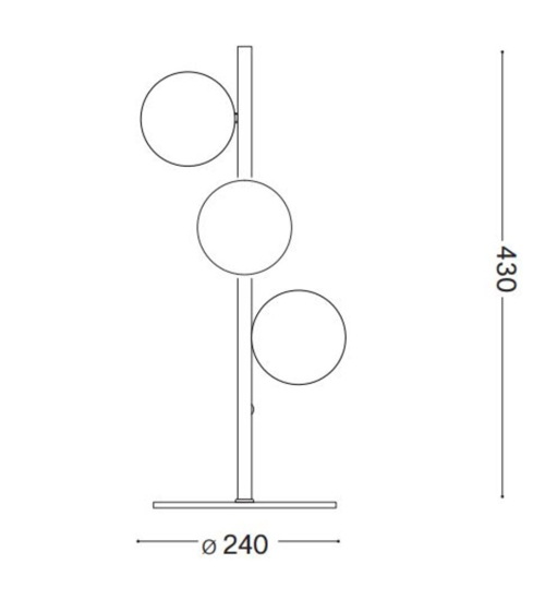 Perlage tl3 ideal lux lampada da tavolo 3 sfere vetro ambra