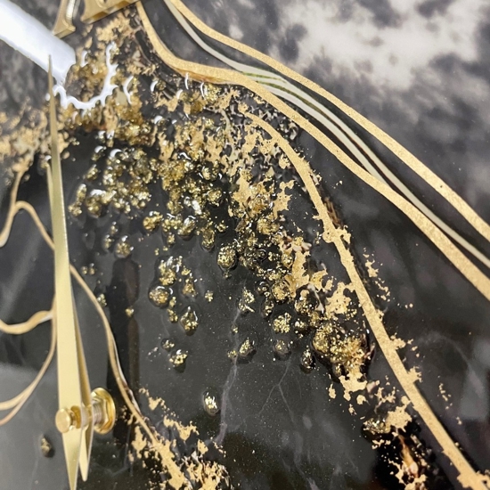 Orologio da parete effetto marmo 60cm particolare nero oro