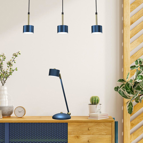 Abat jour lampada da tavolo blu oro fp