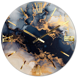 Orologio onde 60cm design moderno da parete in resina numeri oro