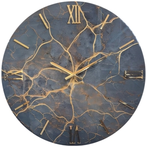 Orologio saturno di grandi dimensioni 80cm effetto marmo nero oro