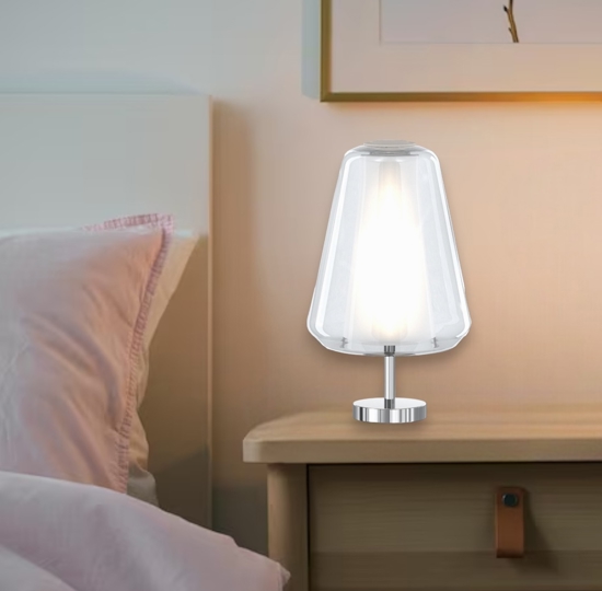Toplight double skin lampade da comodino moderna vetro trasparente