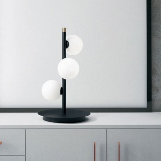 Lampada da tavolo dimmerabile sfere vetro bianco pomi' miloox