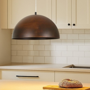 Lampadario per cucina cupola ruggine marrone metallo