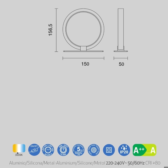 Abat-jour da comodino bianca led per camera da letto moderna