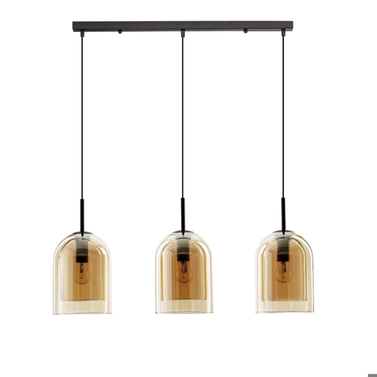 Lampadario per isola cucina doppi vetri ambra 3 luci