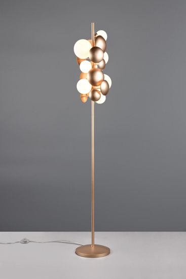 Lampada da terra moderna oro sfere vetro bianco per soggiorno