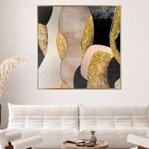 Visualizza i dettagli per Quadro astratto moderno resina lucido cornice oro 90x90 Quadro astratto moderno resina lucido cornice oro 90x90