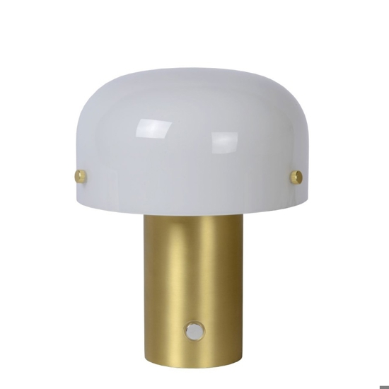 Lampada da comodino oro touch dimmer vetro bianco moderna