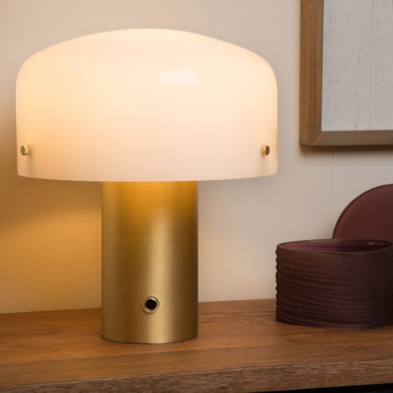 Lampada da tavolo design moderna oro vetro bianco touch dimmer