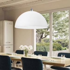 Lampadario 50cm per cucina moderna cupola di vetro bianco