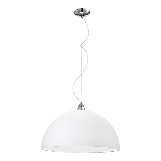 Lampadario 50cm per cucina moderna cupola di vetro bianco