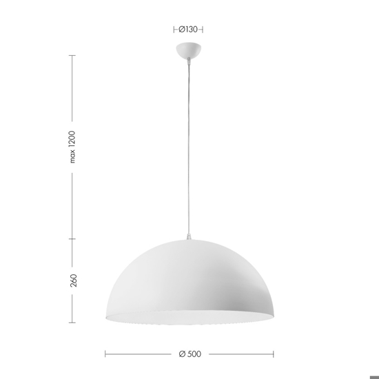 Lampadario 50cm per cucina moderna cupola di vetro bianco