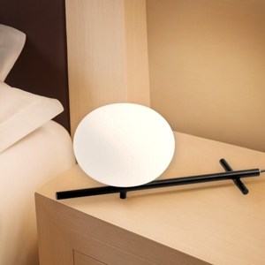 Mikado miloox abat-jour lampada da comodino nera vetro bianco per camera da letto