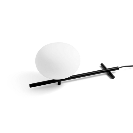 Mikado miloox abat-jour lampada da comodino nera vetro bianco per camera da letto