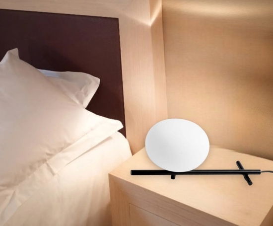 Mikado miloox abat-jour lampada da comodino nera vetro bianco per camera da letto