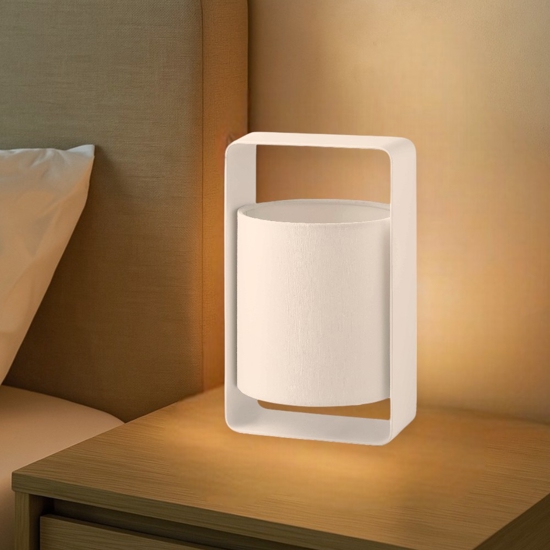 Lampada da comodino per camera da letto moderna paralume bianco