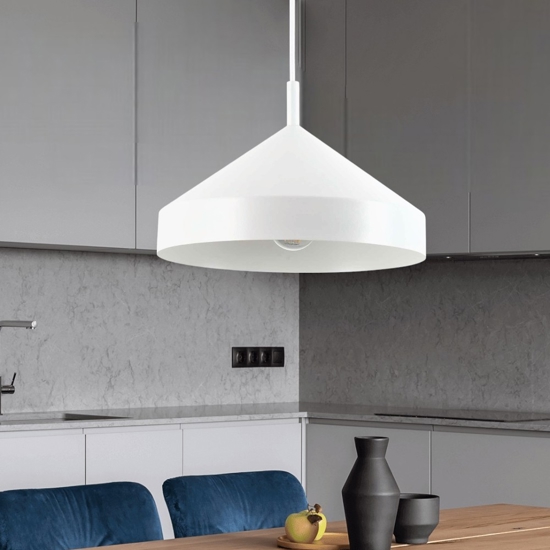 Ideal lux yurta sp1 d30 lampadario bianco per cucina design cono 30cm