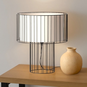 Lampada da tavolo design minimal nera rotonda per salotto