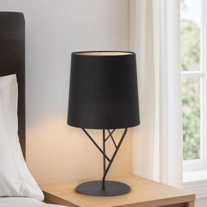 Abat-jour da comodino moderne tessuto nero per camera da letto