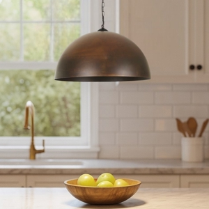 Lampadario per cucina vintage cupola marrone corten