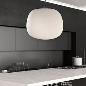 Lampadario cucina moderna boccia 19cm vetro bianco