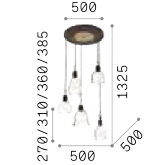 Gretel sp5 ideal lux lampadario vetri barattolo inserti legno