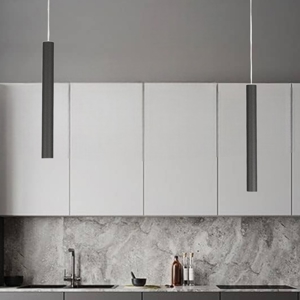 Lampadario da cucina luci decentrate cilindri nero