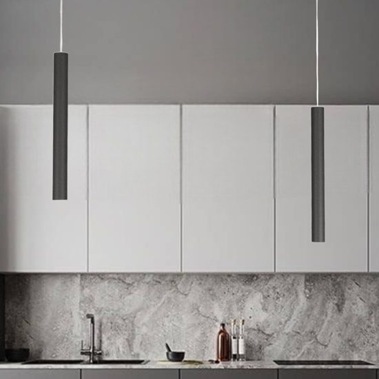 Lampadario da cucina luci decentrate cilindri nero