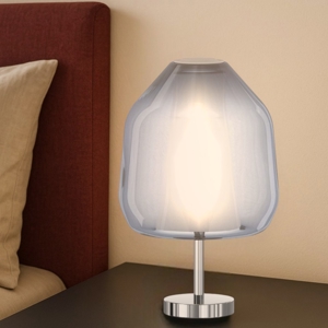 Lampada da comodino vetro blu cromo moderna toplight
