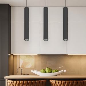 Lampadario per cucina nera 3 luci cilindri