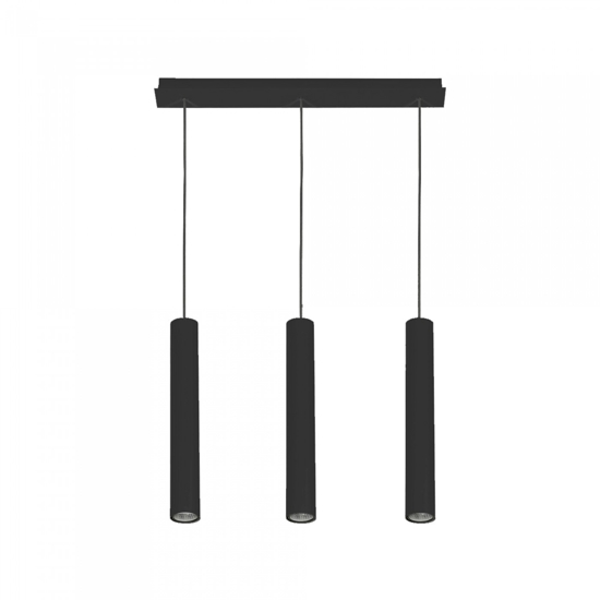 Lampadario per cucina nera 3 luci cilindri