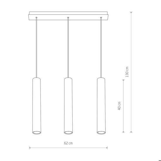 Lampadario per cucina nera 3 luci cilindri