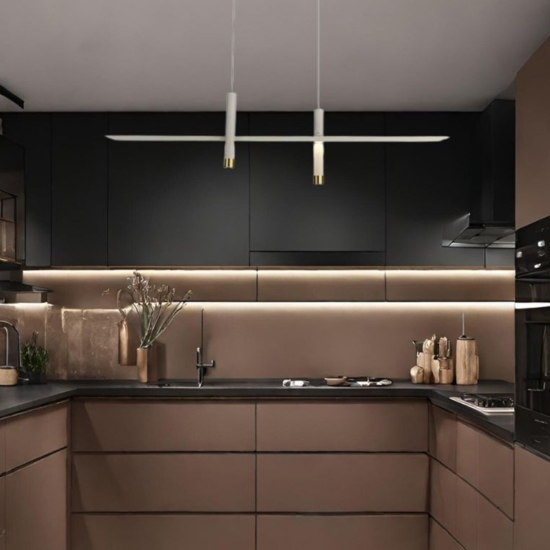 Lampadario led per cucina design bianco oro