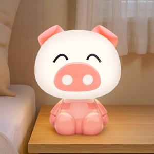 Lampada luce da comodino per cameretta bambina pig rosa led 4000k