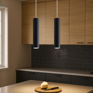 Lampadario nero 2 luci cilindri per cucina
